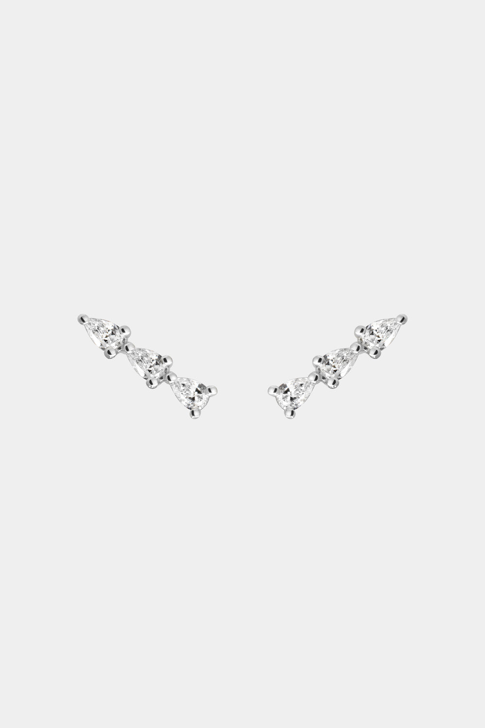 Pear Diamond Bar Earrings | 18K White Gold