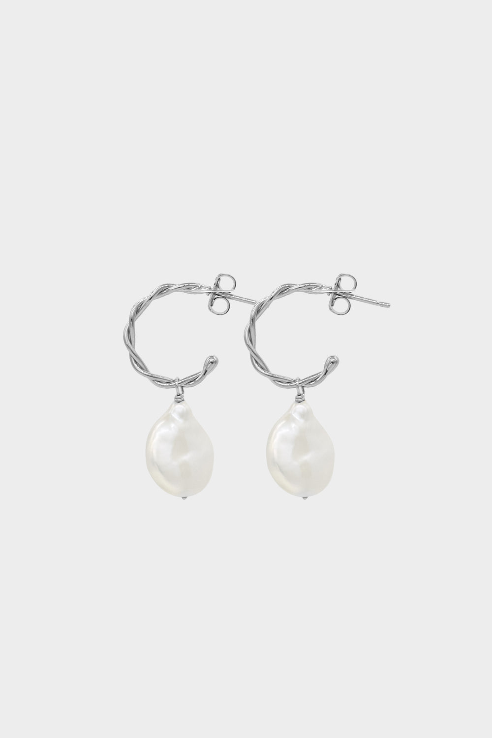 Helix Pearl Earrings Small | Silver| Natasha Schweitzer