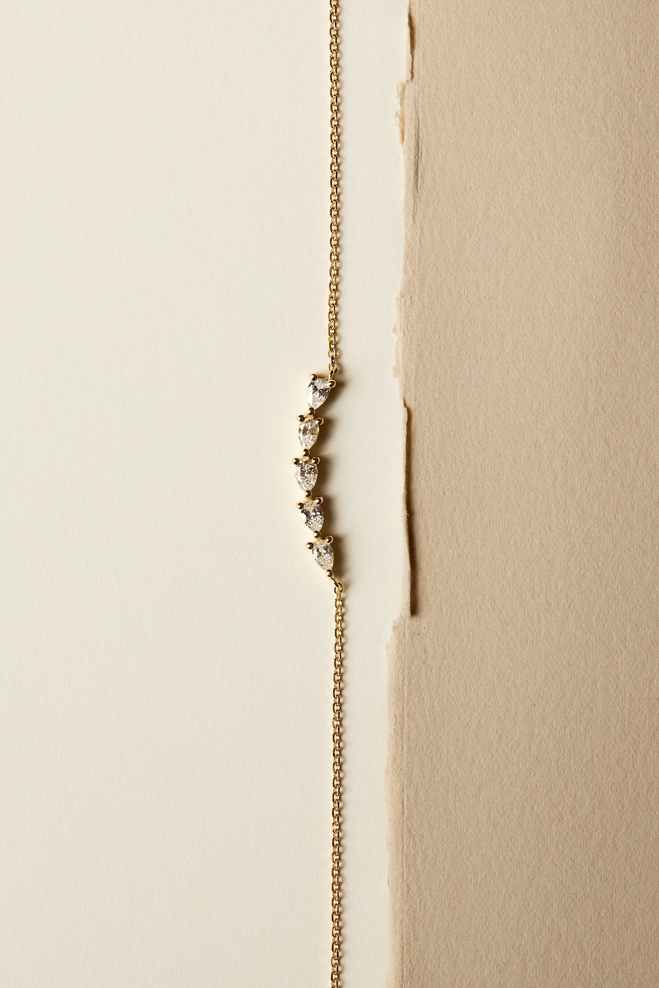 Curved Pear Diamond Bar Necklace | 18K Yellow Gold| Natasha Schweitzer