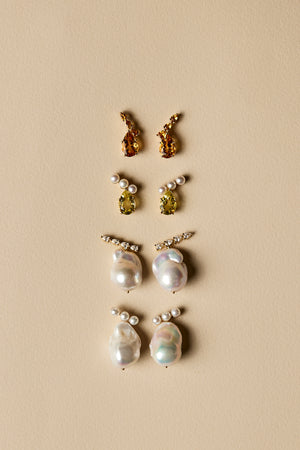 Arwen Diamond Pearl Earrings | 18K White Gold | Natasha Schweitzer