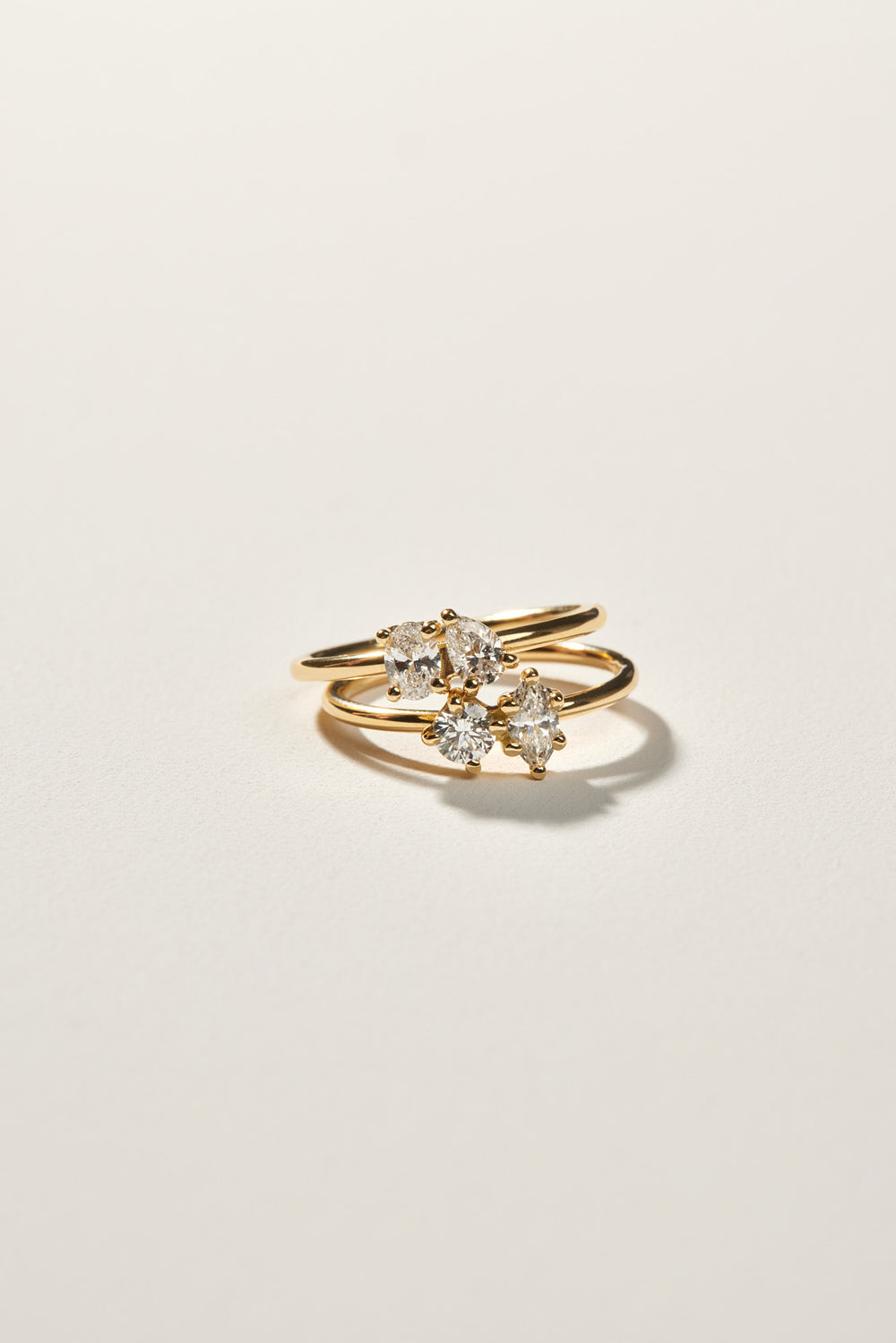 Pear Diamond and Oval Emerald Toi Et Moi Ring | 18K Yellow Gold| Natasha Schweitzer