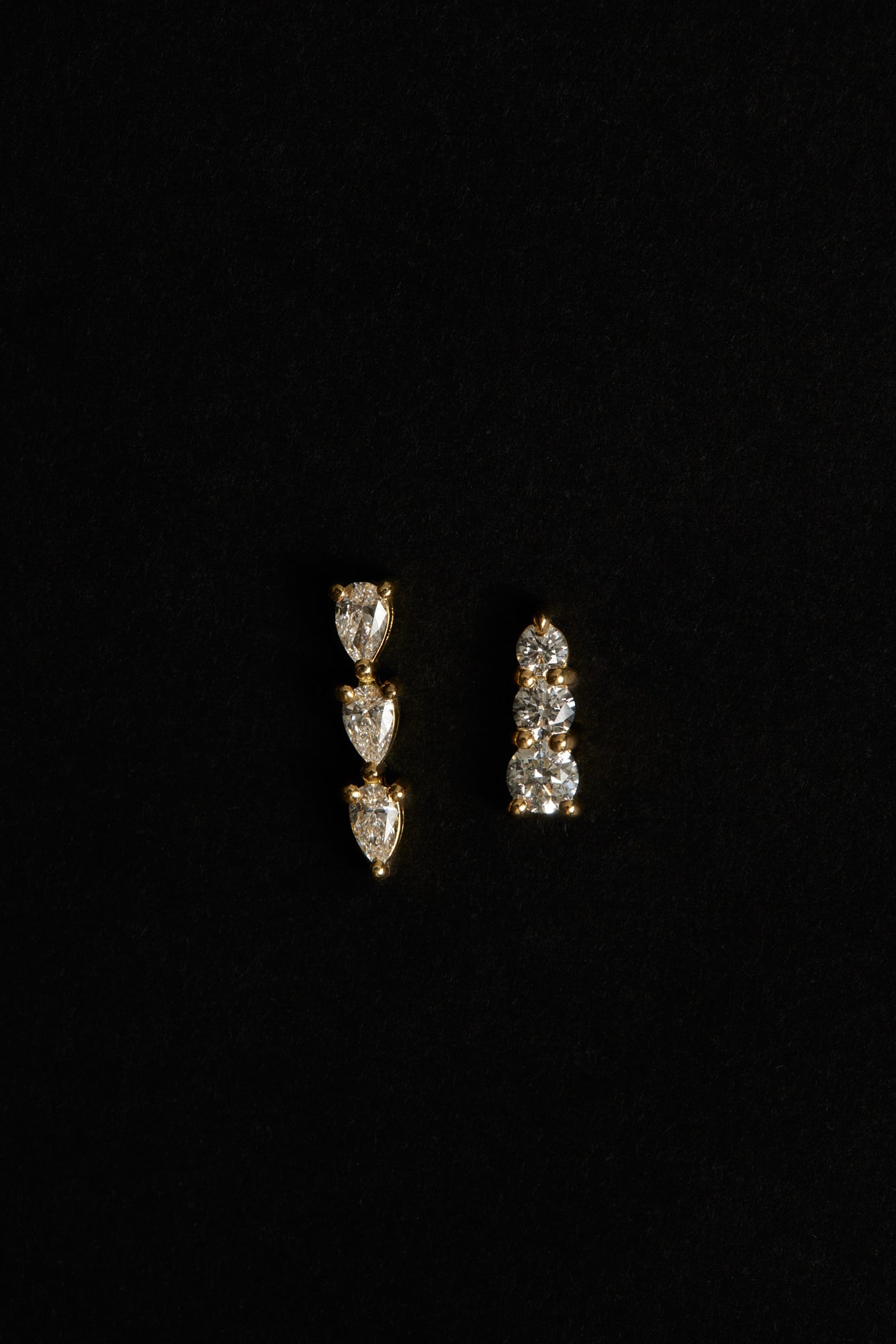 Pear Diamond Bar Studs | 18K Yellow Gold| Natasha Schweitzer