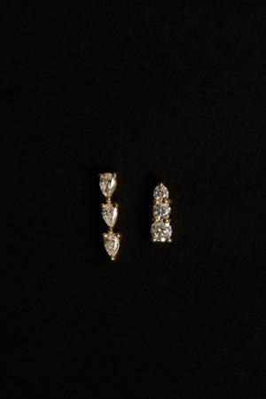 Pear Diamond Bar Studs | 18K Yellow Gold | Natasha Schweitzer