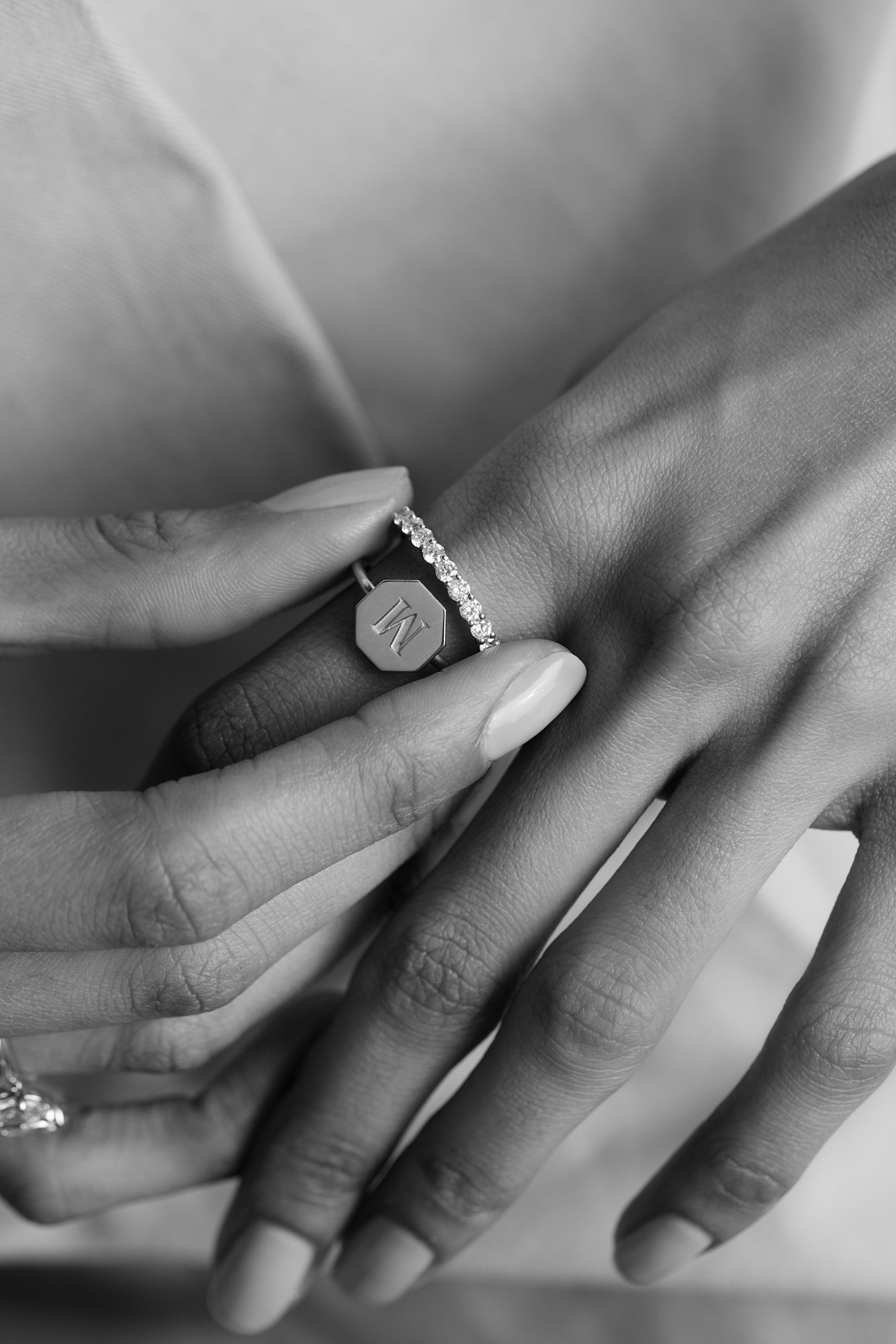 Letter Ring | 9K White Gold| Natasha Schweitzer