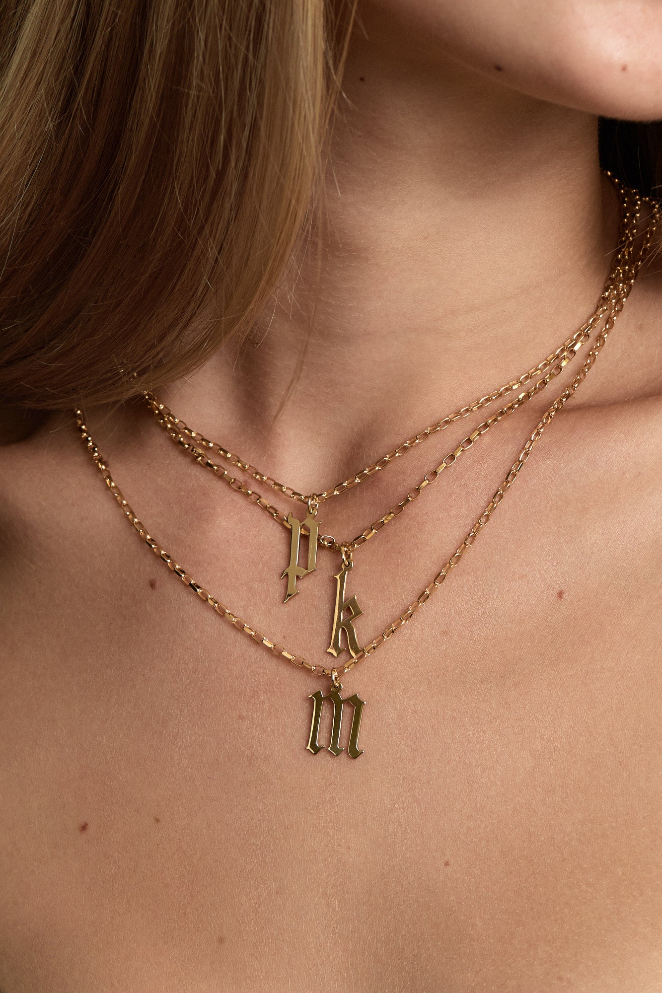 Large Gothic Letter Pendant | 9K Yellow Gold| Natasha Schweitzer