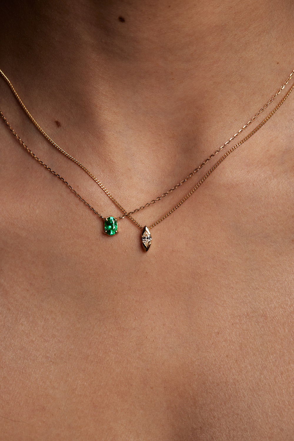 Mini Marquise Diamond Necklace | 9K Yellow or Rose Gold| Natasha Schweitzer