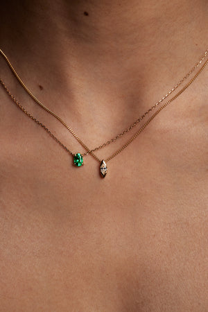 Mini Marquise Diamond Necklace | 9K Yellow or Rose Gold | Natasha Schweitzer