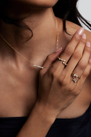Pear Diamond and Oval Emerald Toi Et Moi Ring | 18K White Gold | Natasha Schweitzer