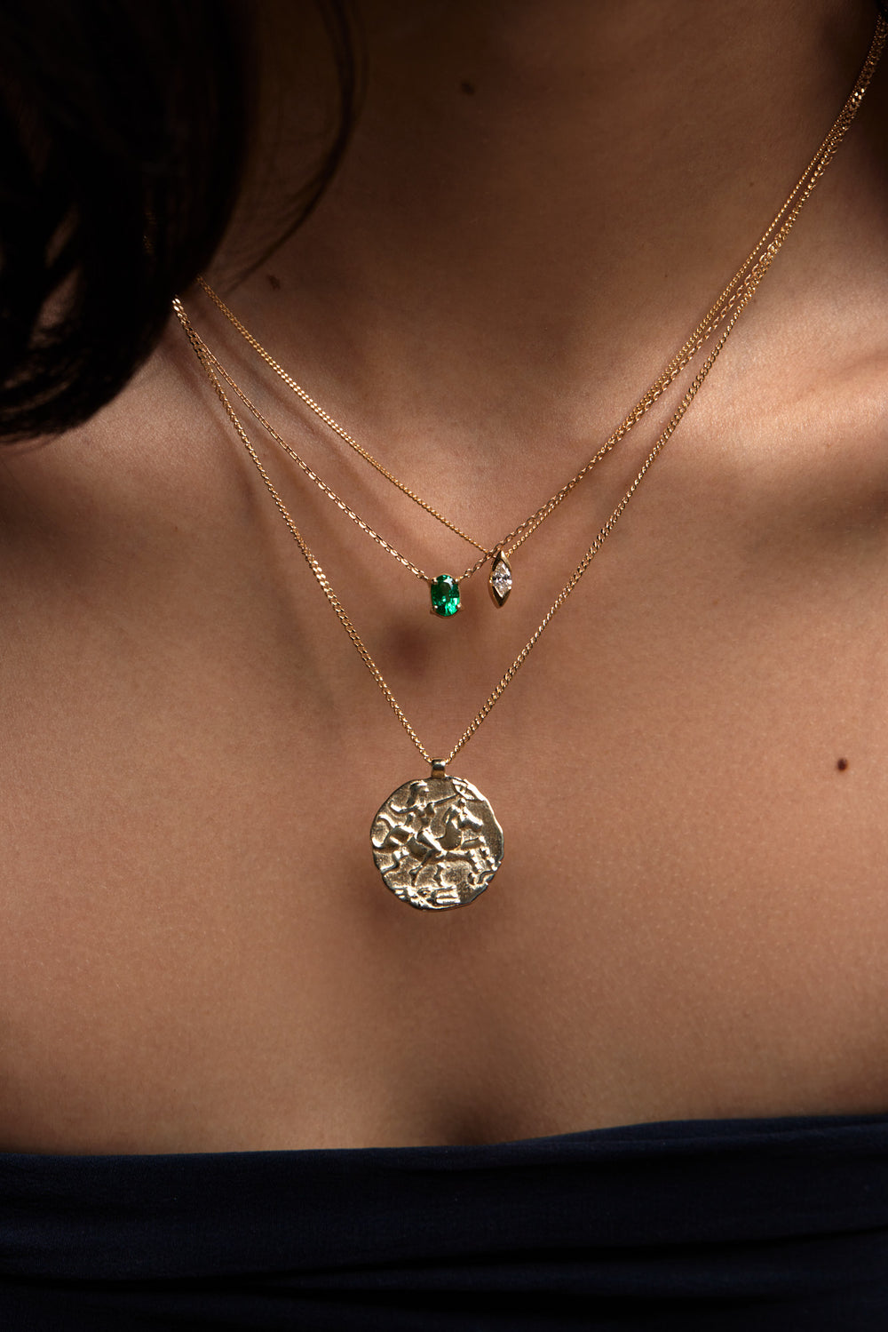 Mini Marquise Diamond Necklace | Yellow Gold| Natasha Schweitzer