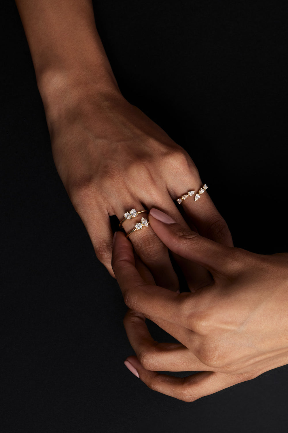 Pear Diamond and Oval Emerald Toi Et Moi Ring | 18K White Gold| Natasha Schweitzer