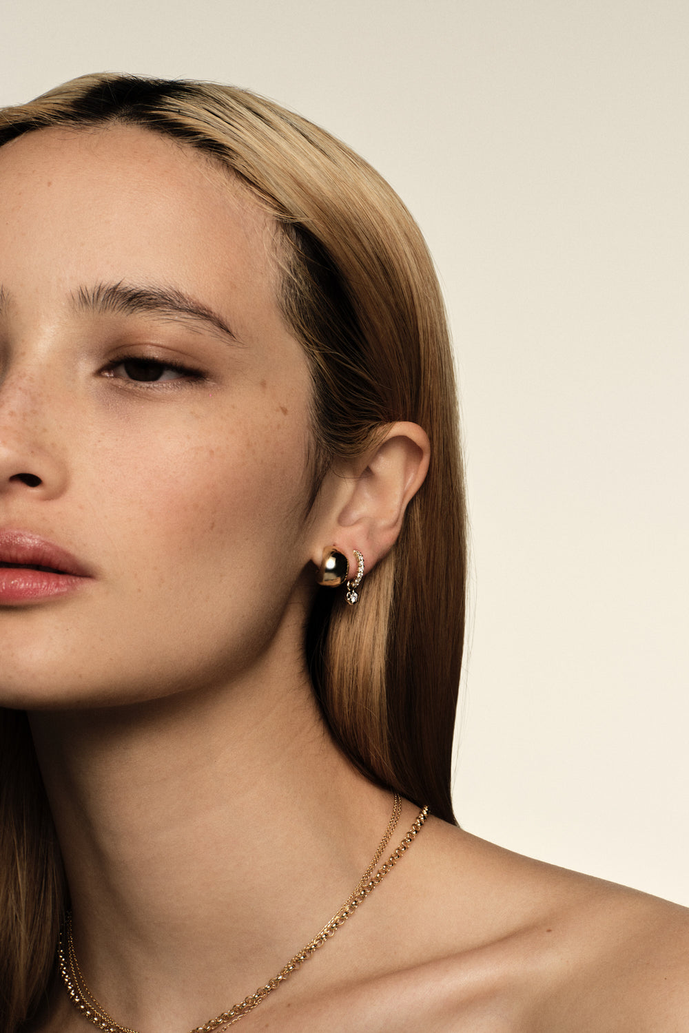 Elsa Diamond Hoops with Diamond Drop | 18K Yellow Gold| Natasha Schweitzer