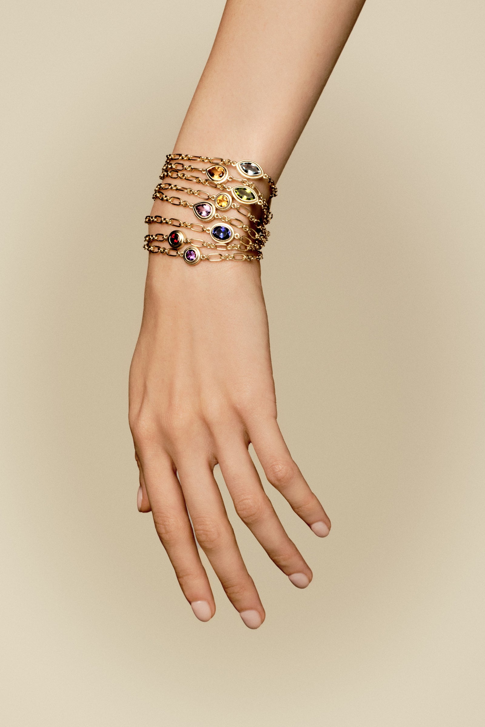 Roma Round Gemstone Bracelet | Yellow Gold, More Options Available| Natasha Schweitzer