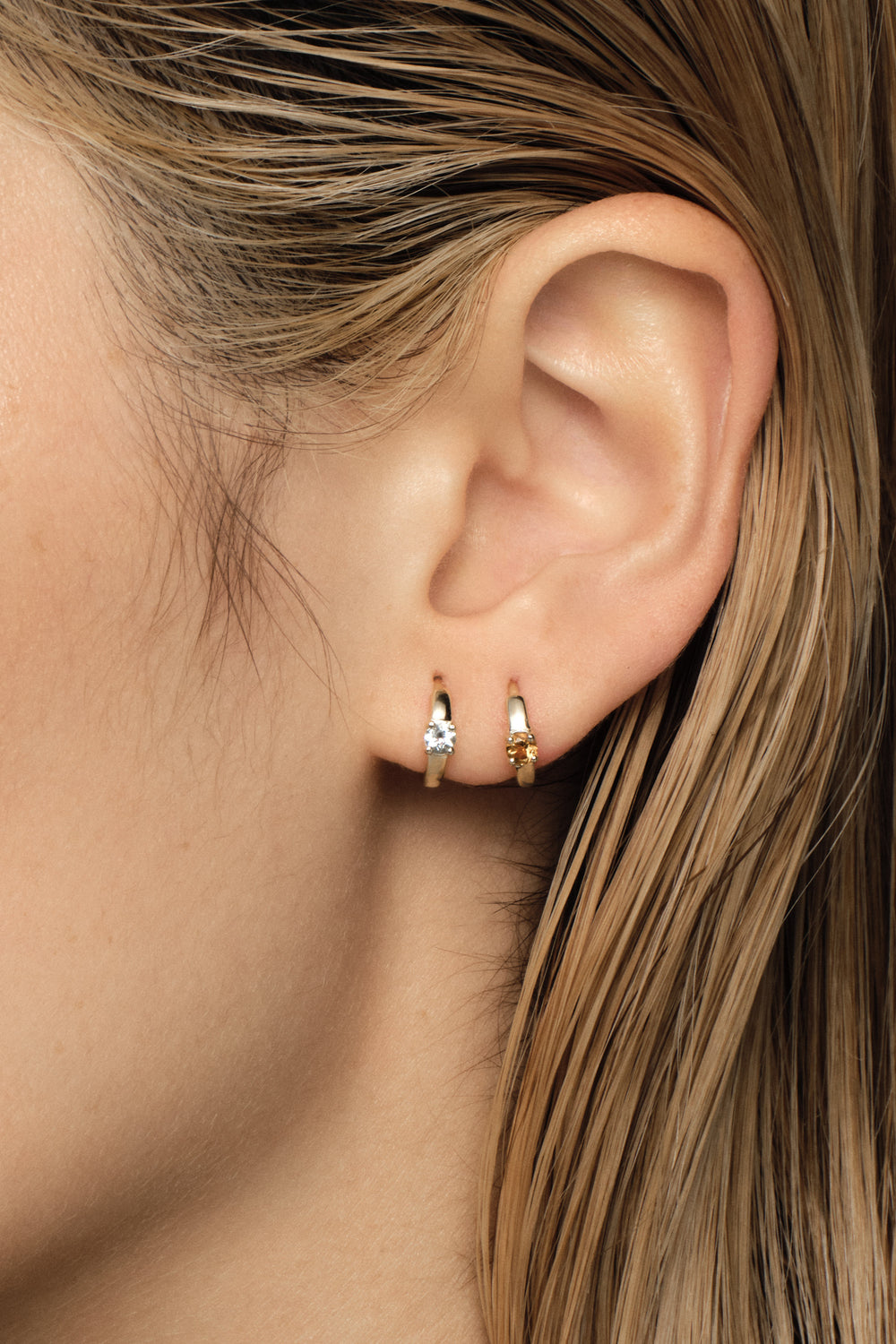 Gemstone Huggies | 9K White Gold| Natasha Schweitzer