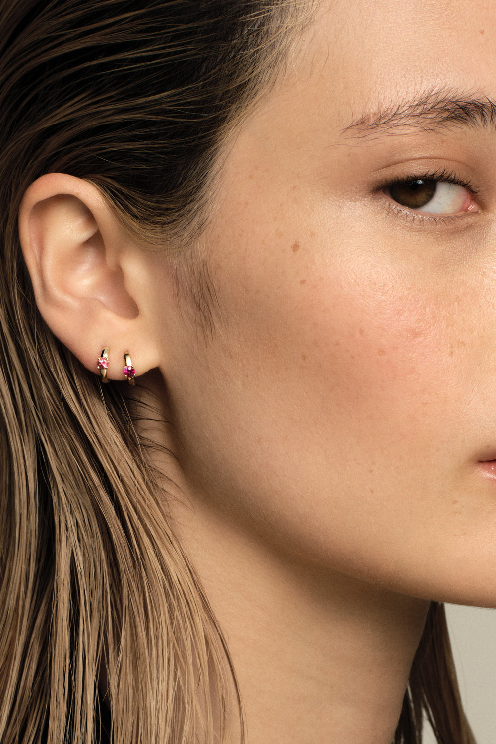 Gemstone Huggies | 9K White Gold| Natasha Schweitzer