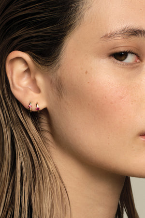 Gemstone Huggies | 9K White Gold | Natasha Schweitzer