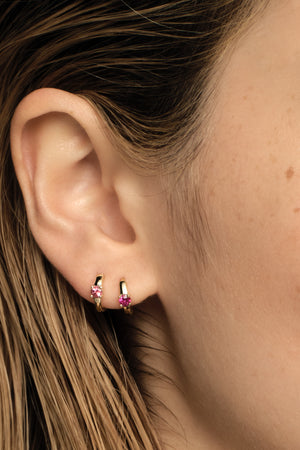 Gemstone Huggies | 9K White Gold | Natasha Schweitzer