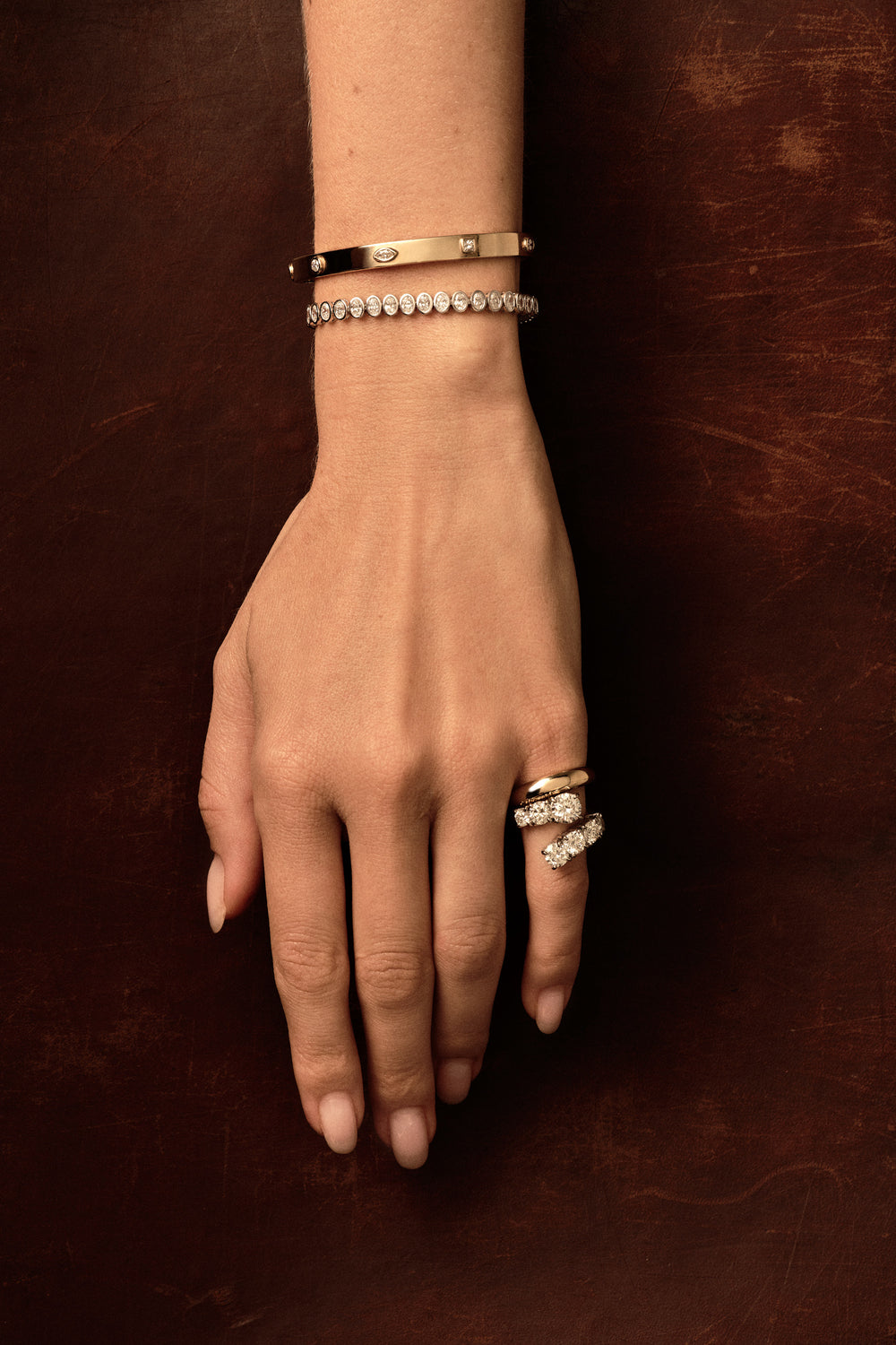 Oval Bezel Diamond Tennis Bracelet | 18K White Gold