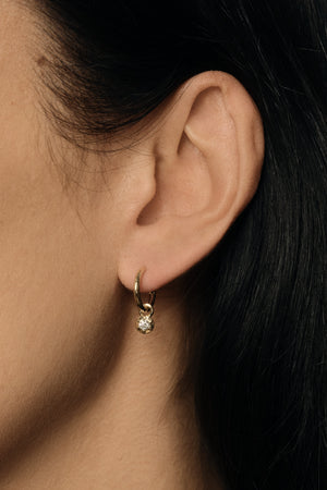 Elsa Hoops with Diamond Drop | 9K Yellow Gold | Natasha Schweitzer