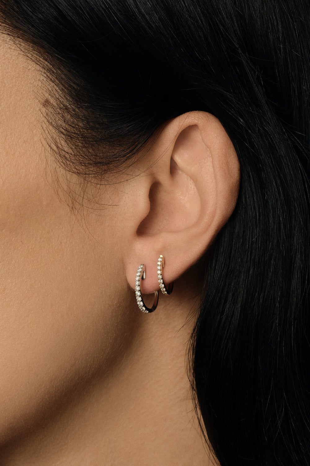 Medium Diamond Huggies | 18K Yellow Gold