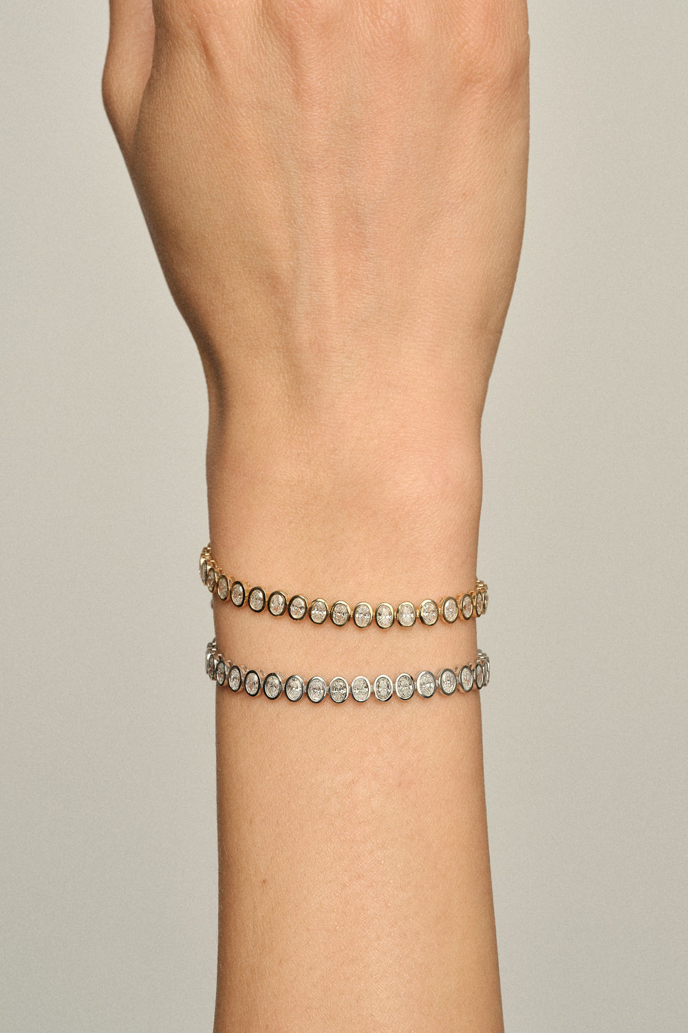 Oval Bezel Diamond Tennis Bracelet | 18K White Gold| Natasha Schweitzer