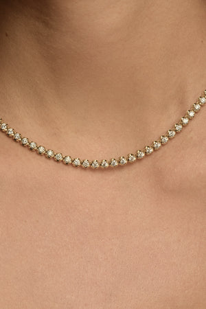 Crown Set Diamond Tennis Necklace | 18K Yellow Gold | Natasha Schweitzer