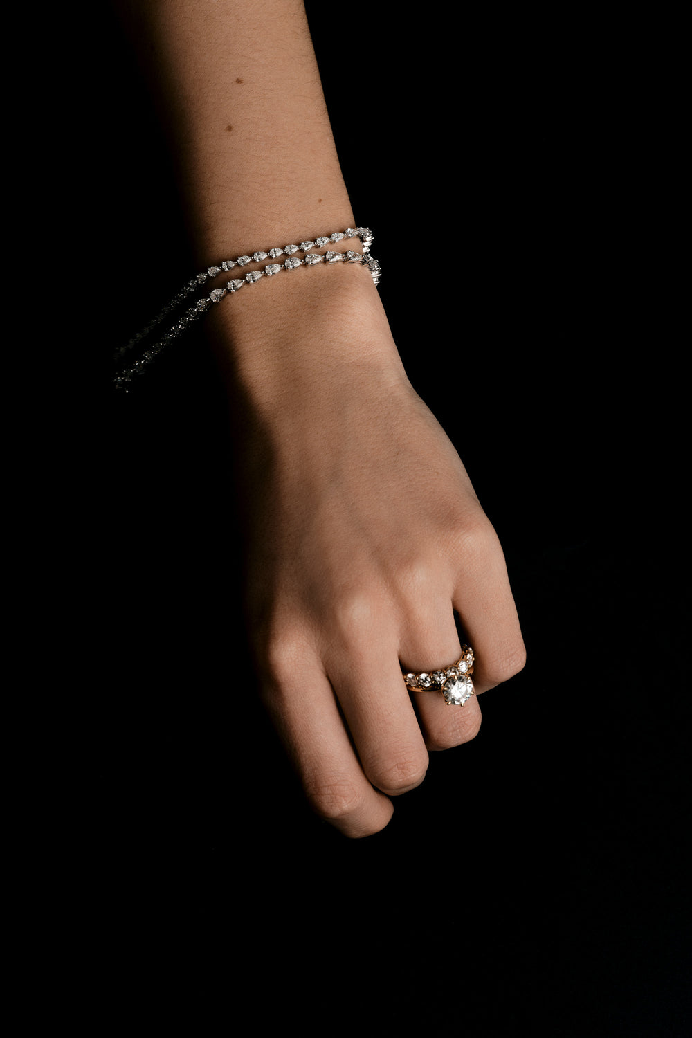 Large Pear Diamond Tennis Bracelet | 18K Yellow Gold| Natasha Schweitzer