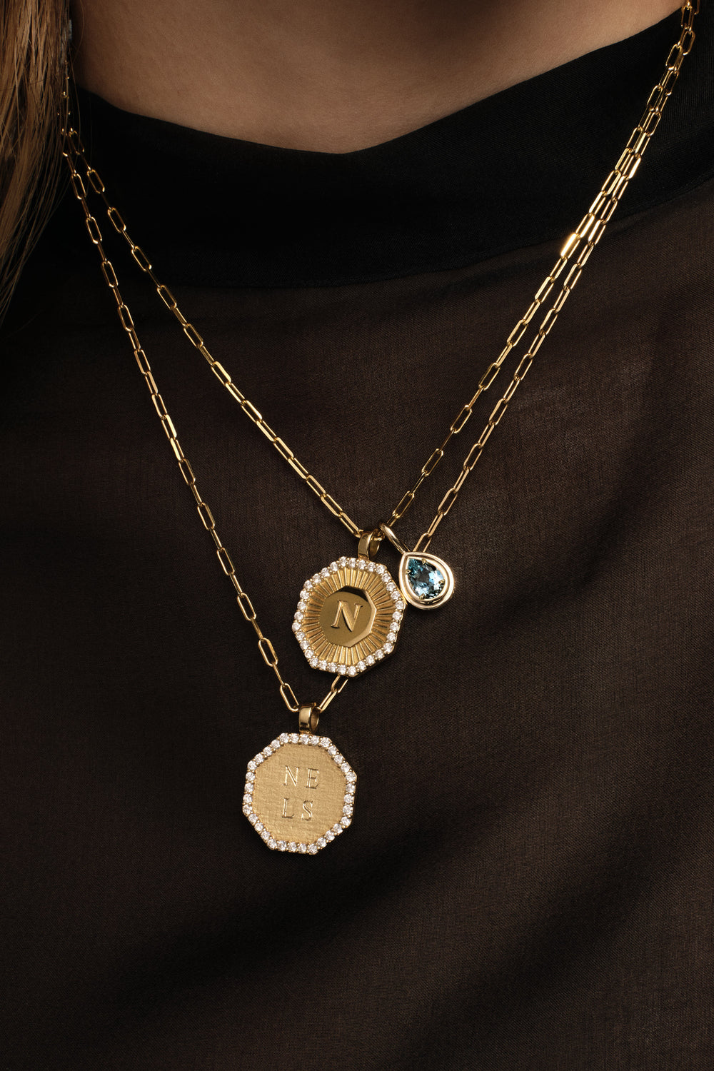 Roma Pear Gemstone Pendant | Yellow Gold| Natasha Schweitzer