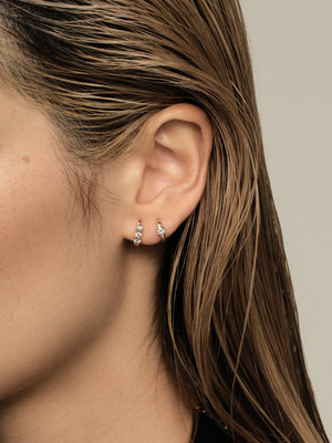 Single Diamond Huggies | 9K White Gold | Natasha Schweitzer