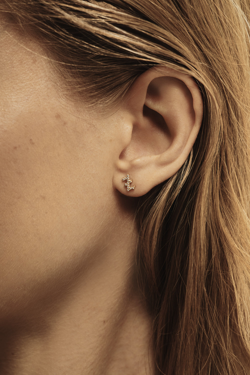 Diamond Gothic Letter Stud | 18K Yellow Gold| Natasha Schweitzer