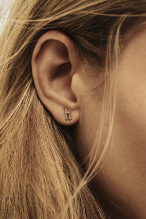 Diamond Gothic Letter Stud | 18K Yellow Gold | Natasha Schweitzer