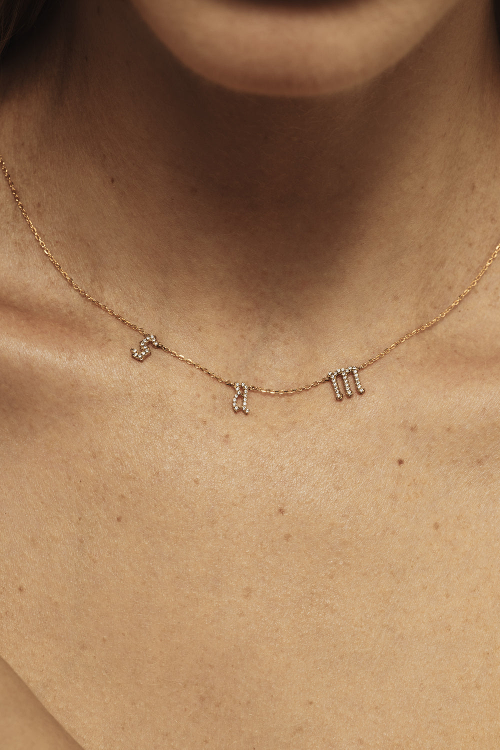 Diamond Gothic Letter Necklace | 18K Yellow Gold| Natasha Schweitzer