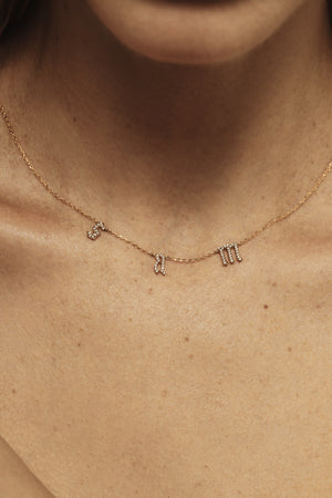 Diamond Gothic Letter Necklace | 18K Yellow Gold | Natasha Schweitzer