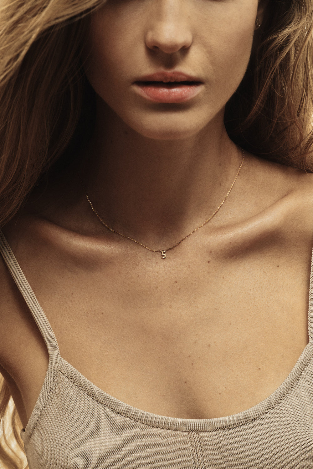Gothic Letter Necklace | 9K White Gold| Natasha Schweitzer