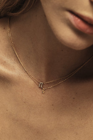 Gothic Letter Necklace | 9K White Gold | Natasha Schweitzer