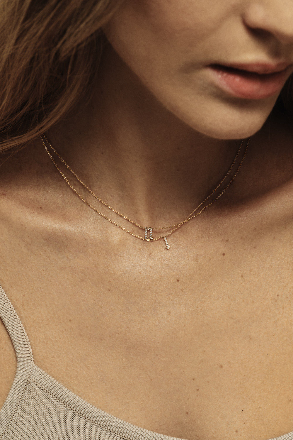 Diamond Gothic Letter Necklace | 18K White Gold| Natasha Schweitzer