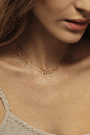 Diamond Gothic Letter Necklace | 18K White Gold | Natasha Schweitzer