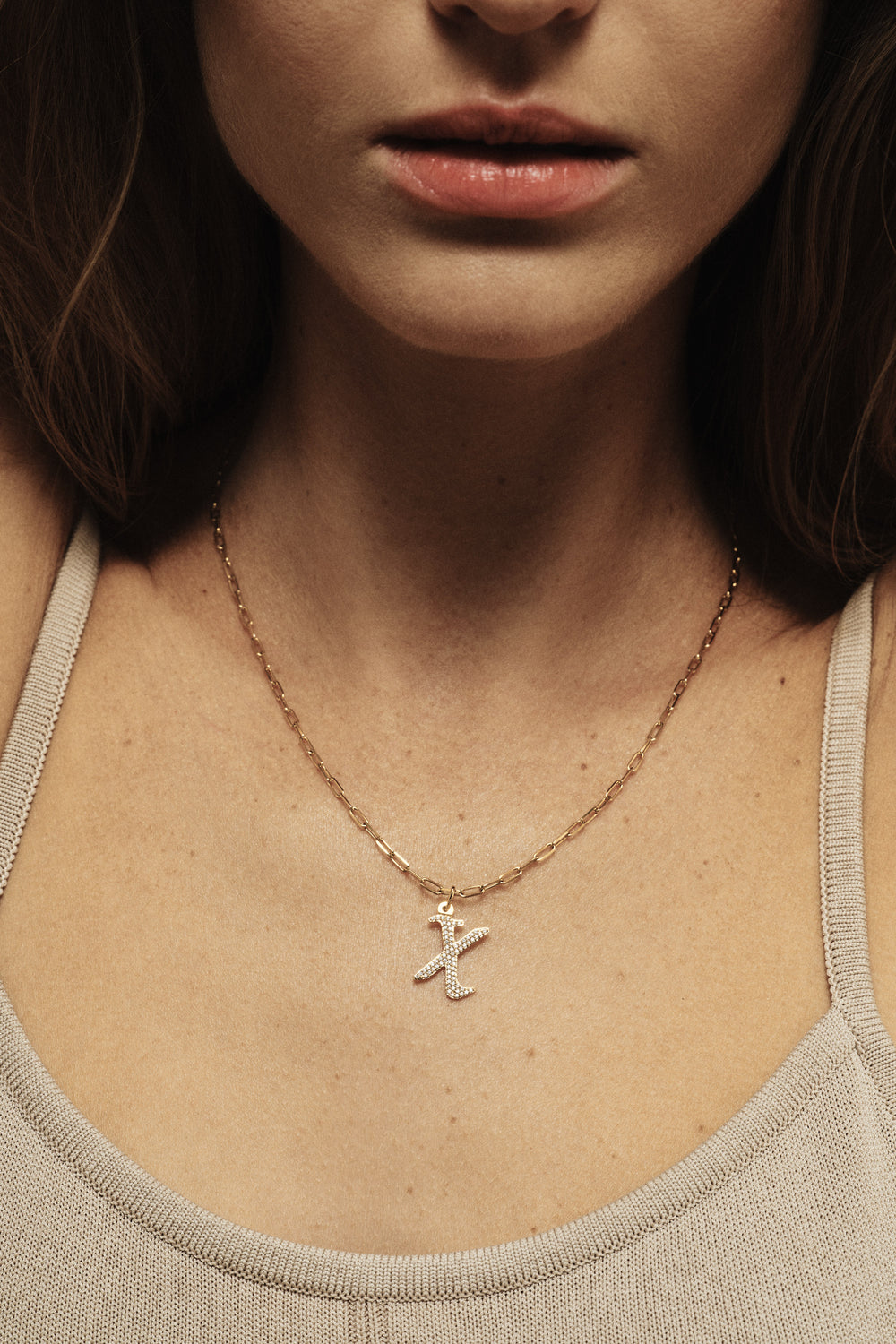 Large Diamond Gothic Letter Pendant | 18K Yellow Gold| Natasha Schweitzer