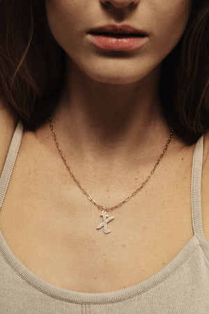 Large Diamond Gothic Letter Pendant | 18K Yellow Gold | Natasha Schweitzer