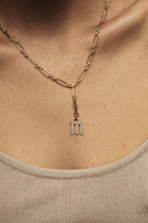 Large Diamond Gothic Letter Pendant | 18K Yellow Gold | Natasha Schweitzer