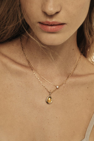 Yellow Pear Tourmaline Pendant | 9K Yellow Gold | Natasha Schweitzer