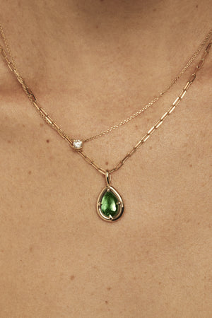 Green Pear Tourmaline Pendant | 9K Yellow Gold | Natasha Schweitzer