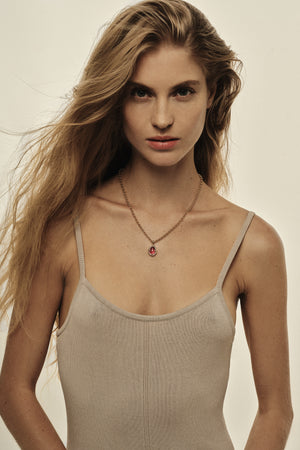 Pink Pear Tourmaline Pendant | 9K Yellow Gold | Natasha Schweitzer