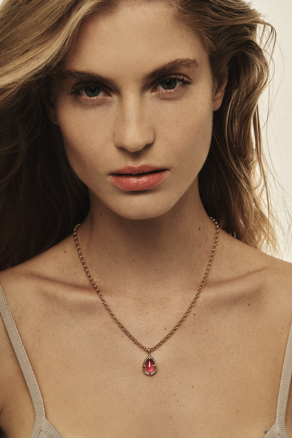 Pink Pear Tourmaline Pendant | 9K White Gold| Natasha Schweitzer