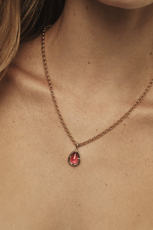 Pink Pear Tourmaline Pendant | 9K Yellow Gold | Natasha Schweitzer