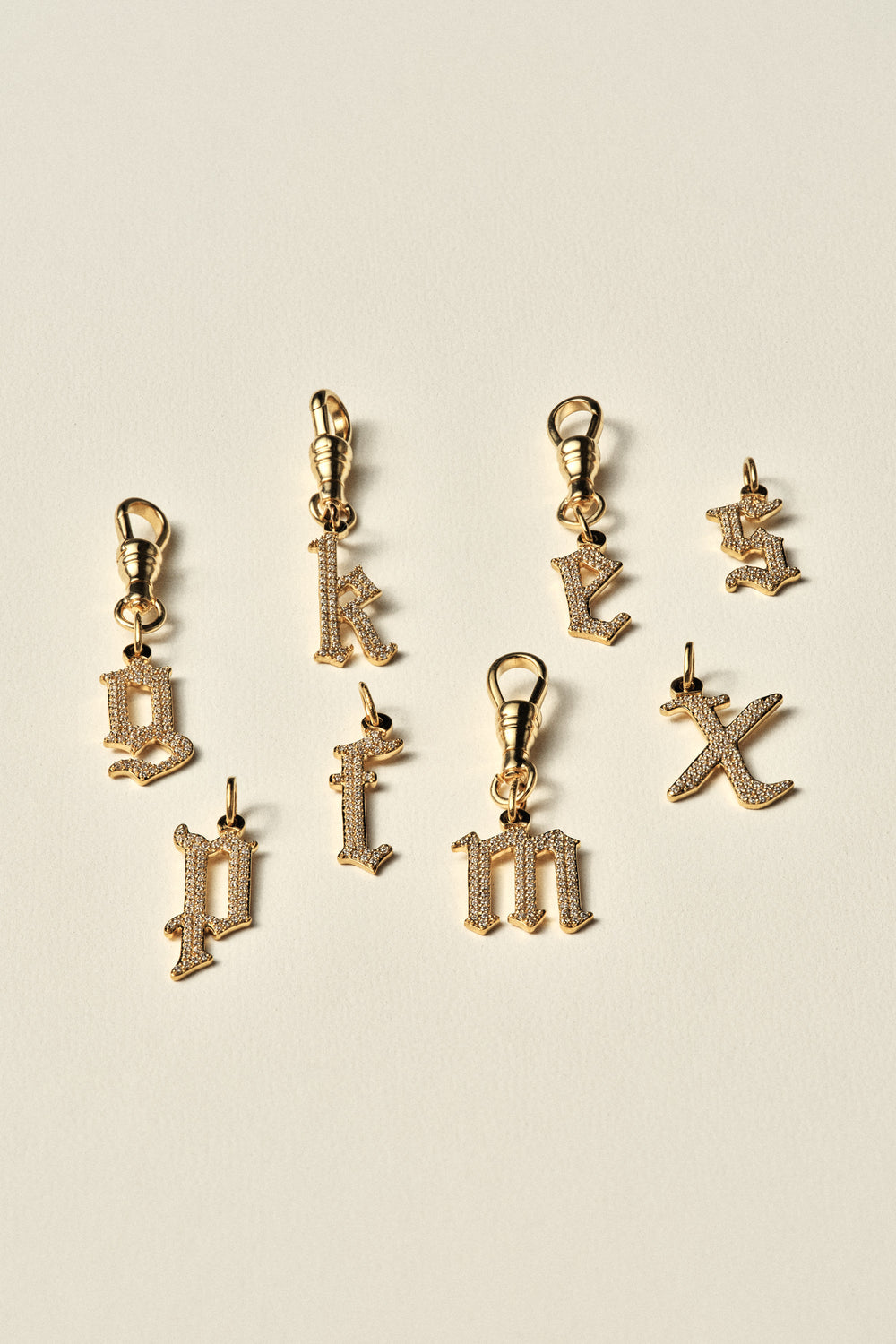 Large Diamond Gothic Letter Pendant | 18K White Gold| Natasha Schweitzer