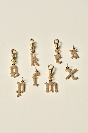 Large Diamond Gothic Letter Pendant | 18K Yellow Gold | Natasha Schweitzer