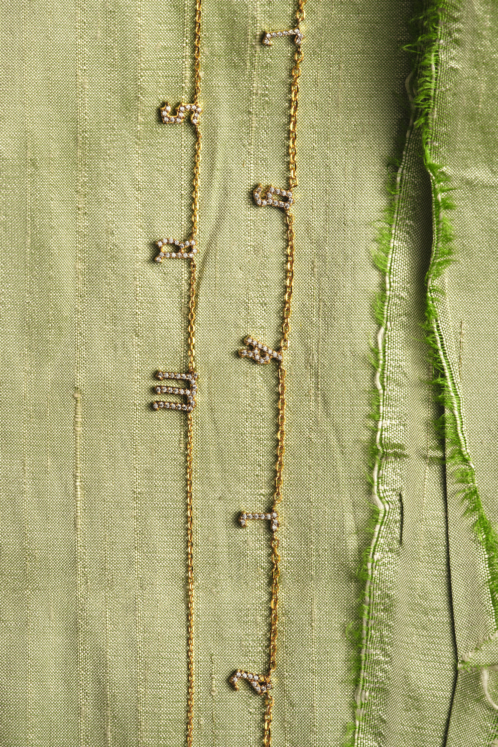 Diamond Gothic Letter Necklace | 18K White Gold| Natasha Schweitzer