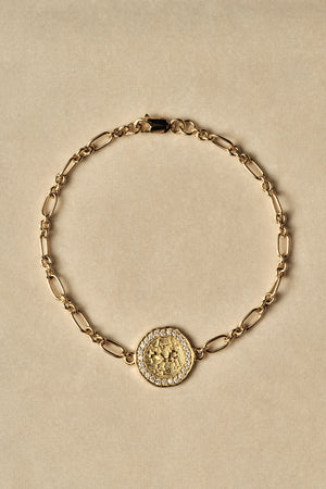 Large Warrior Coin Bracelet | White Gold, More Options Available | Natasha Schweitzer