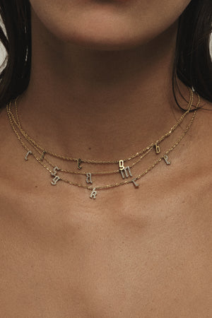 Diamond Gothic Letter Necklace | 18K White Gold | Natasha Schweitzer