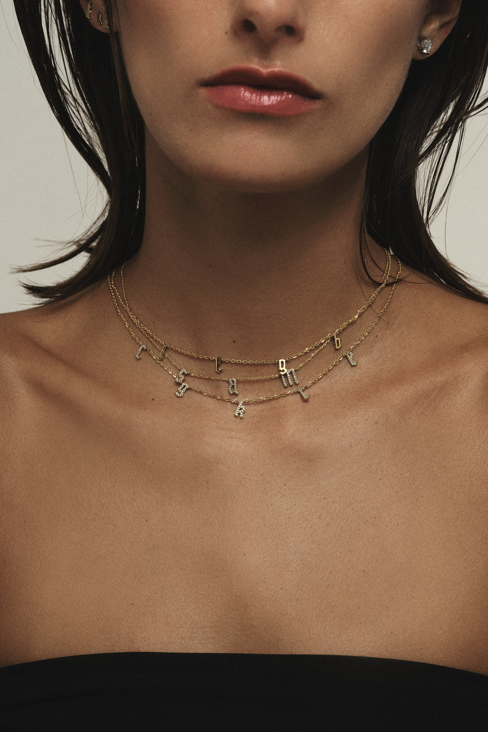 Gothic Letter Necklace | 9K White Gold| Natasha Schweitzer